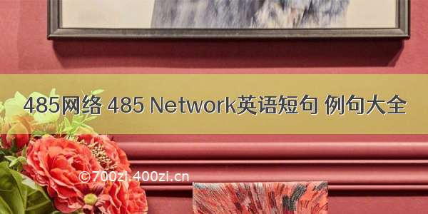 485网络 485 Network英语短句 例句大全