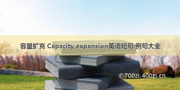 容量扩充 Capacity expansion英语短句 例句大全