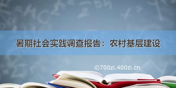 暑期社会实践调查报告：农村基层建设