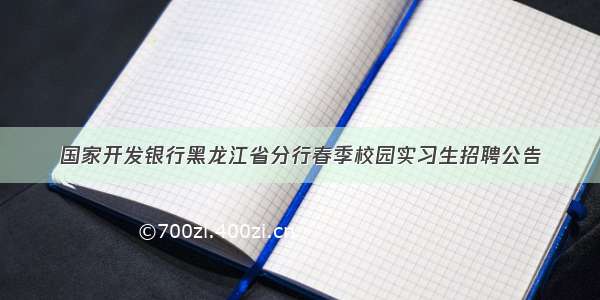 国家开发银行黑龙江省分行春季校园实习生招聘公告