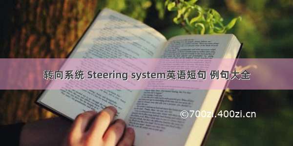 转向系统 Steering system英语短句 例句大全