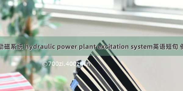 水电站励磁系统 hydraulic power plant excitation system英语短句 例句大全
