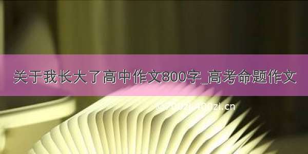 关于我长大了高中作文800字_高考命题作文