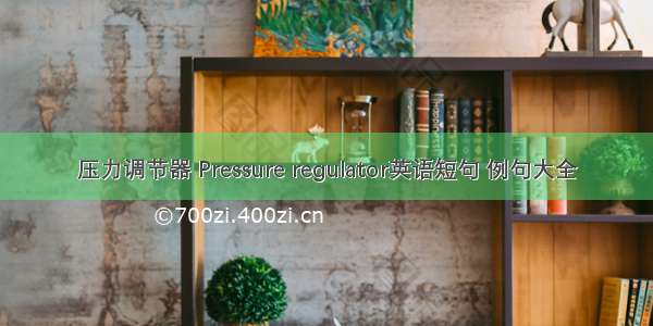 压力调节器 Pressure regulator英语短句 例句大全