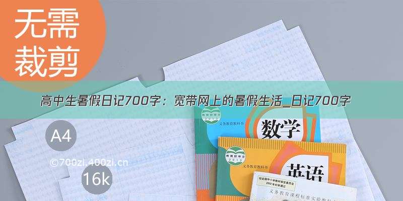 高中生暑假日记700字：宽带网上的暑假生活_日记700字
