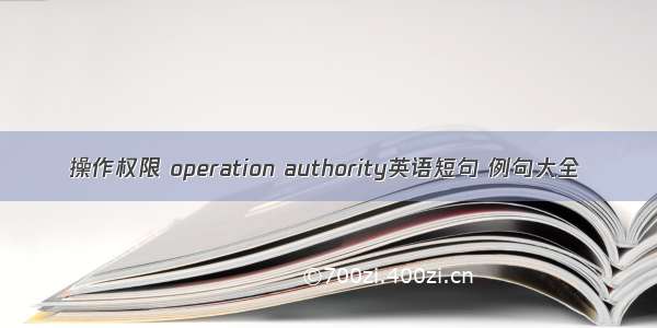 操作权限 operation authority英语短句 例句大全