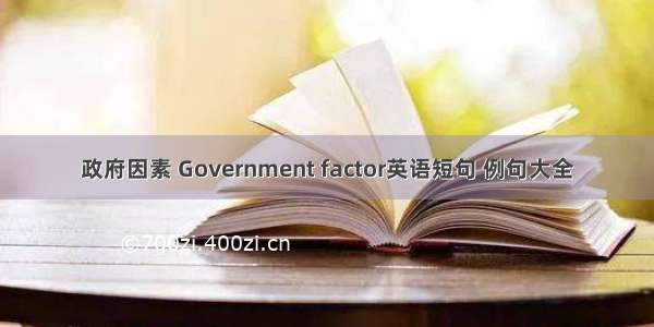 政府因素 Government factor英语短句 例句大全