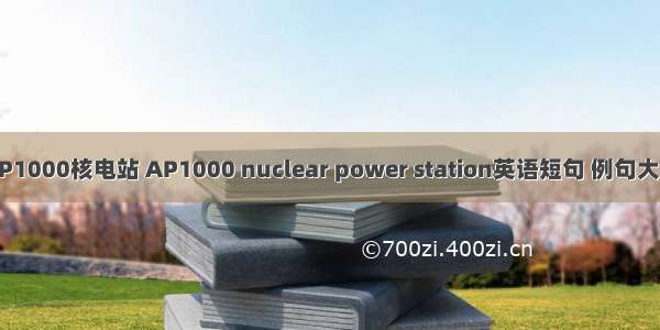 AP1000核电站 AP1000 nuclear power station英语短句 例句大全