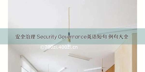 安全治理 Security Governance英语短句 例句大全