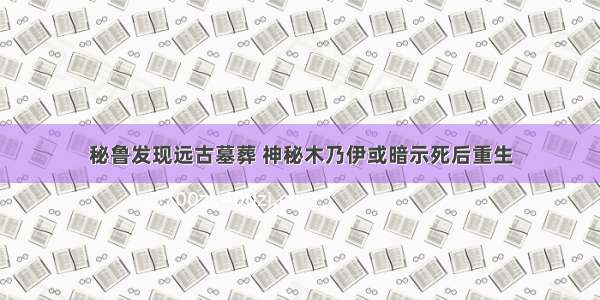 秘鲁发现远古墓葬 神秘木乃伊或暗示死后重生