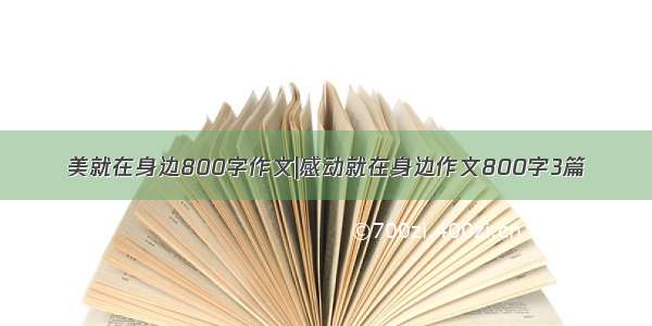 美就在身边800字作文|感动就在身边作文800字3篇