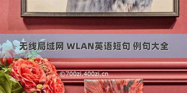 无线局域网 WLAN英语短句 例句大全