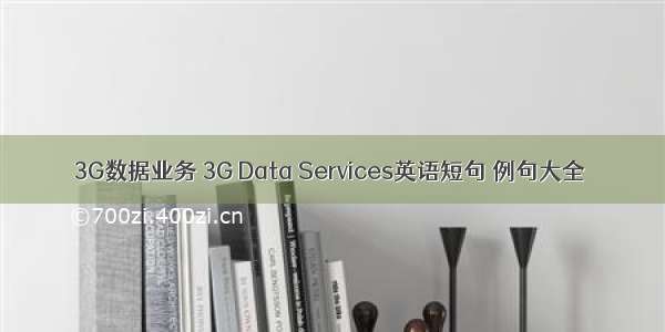 3G数据业务 3G Data Services英语短句 例句大全