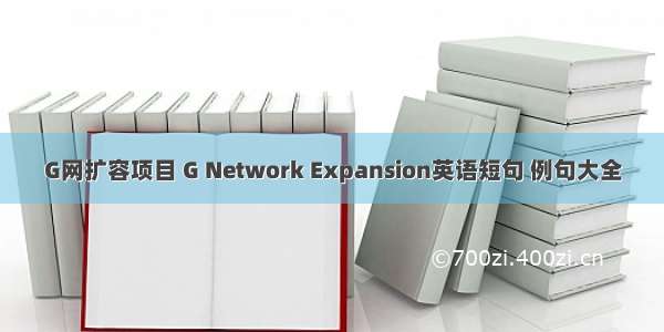G网扩容项目 G Network Expansion英语短句 例句大全