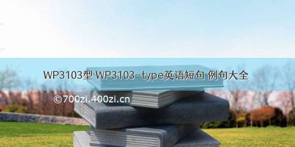 WP3103型 WP3103-type英语短句 例句大全