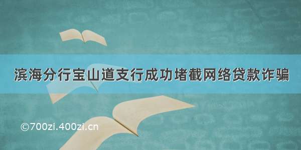 滨海分行宝山道支行成功堵截网络贷款诈骗