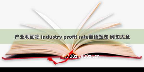 产业利润率 industry profit rate英语短句 例句大全