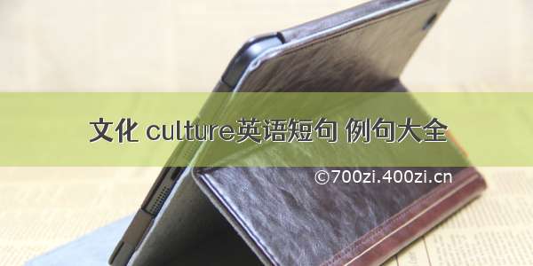 文化 culture英语短句 例句大全