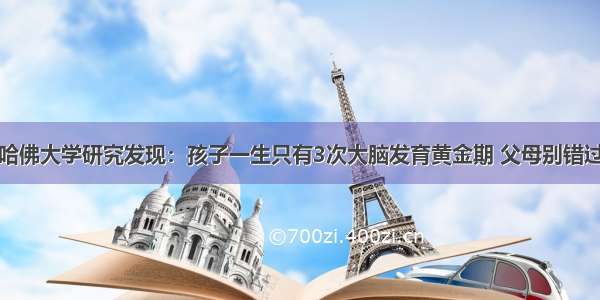 哈佛大学研究发现：孩子一生只有3次大脑发育黄金期 父母别错过