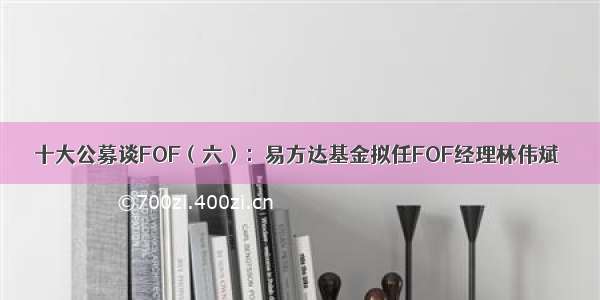 十大公募谈FOF（六）：易方达基金拟任FOF经理林伟斌