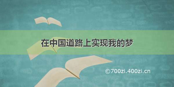 在中国道路上实现我的梦