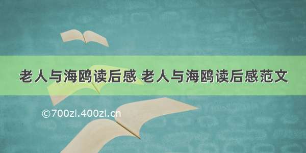 老人与海鸥读后感 老人与海鸥读后感范文