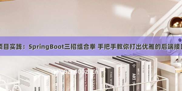 项目实践：SpringBoot三招组合拳 手把手教你打出优雅的后端接口