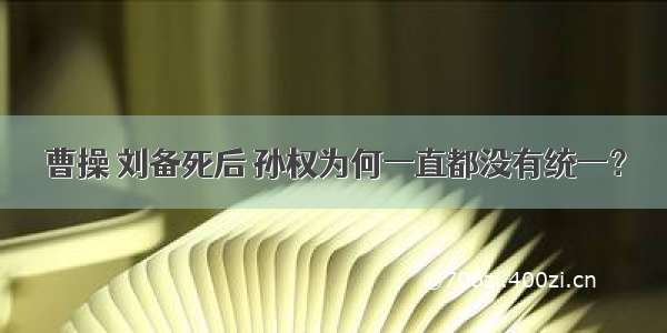 曹操 刘备死后 孙权为何一直都没有统一？