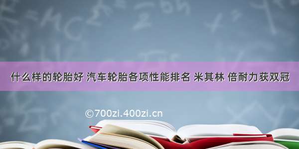 什么样的轮胎好 汽车轮胎各项性能排名 米其林 倍耐力获双冠