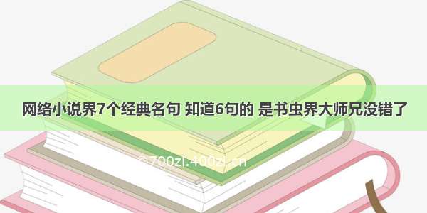 网络小说界7个经典名句 知道6句的 是书虫界大师兄没错了