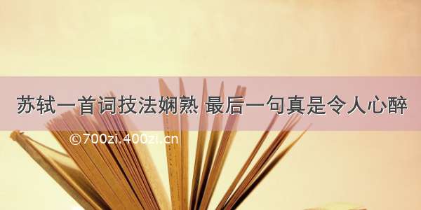 苏轼一首词技法娴熟 最后一句真是令人心醉