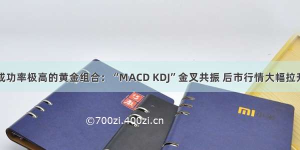 成功率极高的黄金组合：“MACD KDJ”金叉共振 后市行情大幅拉升