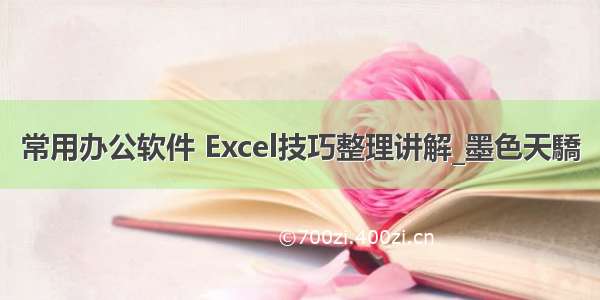 常用办公软件 Excel技巧整理讲解_墨色天驕