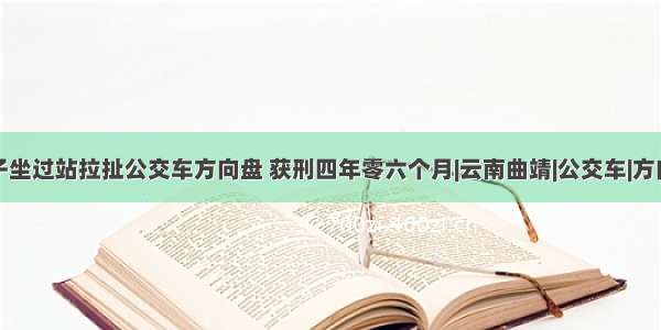 男子坐过站拉扯公交车方向盘 获刑四年零六个月|云南曲靖|公交车|方向盘