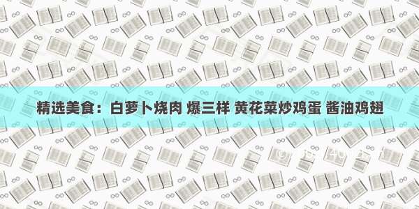 精选美食：白萝卜烧肉 爆三样 黄花菜炒鸡蛋 酱油鸡翅