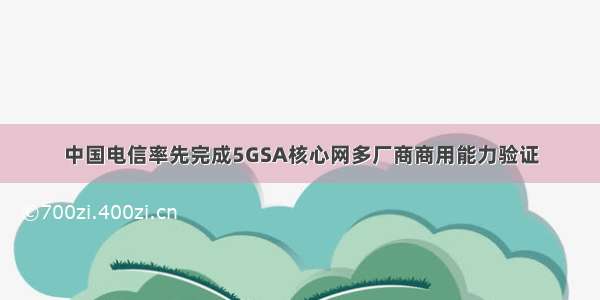 中国电信率先完成5GSA核心网多厂商商用能力验证