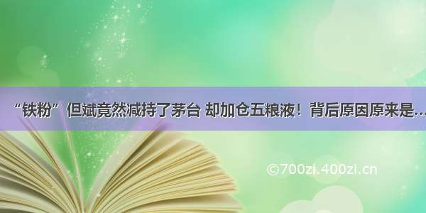 “铁粉”但斌竟然减持了茅台 却加仓五粮液！背后原因原来是…