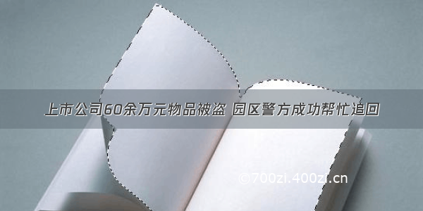 上市公司60余万元物品被盗 园区警方成功帮忙追回