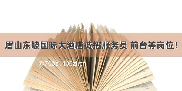 眉山东坡国际大酒店诚招服务员 前台等岗位！