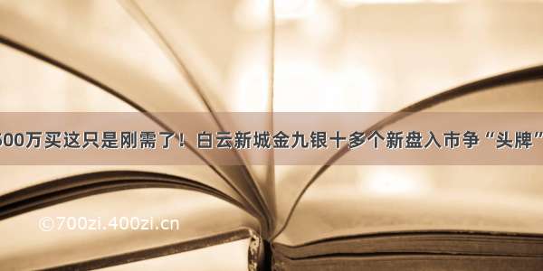 500万买这只是刚需了！白云新城金九银十多个新盘入市争“头牌”！