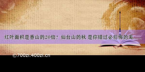 红叶面积是香山的20倍？仙台山的秋 是你错过必后悔的美......