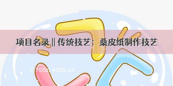 项目名录 || 传统技艺：桑皮纸制作技艺