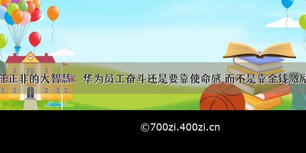 任正非的大智慧：华为员工奋斗还是要靠使命感 而不是靠金钱激励