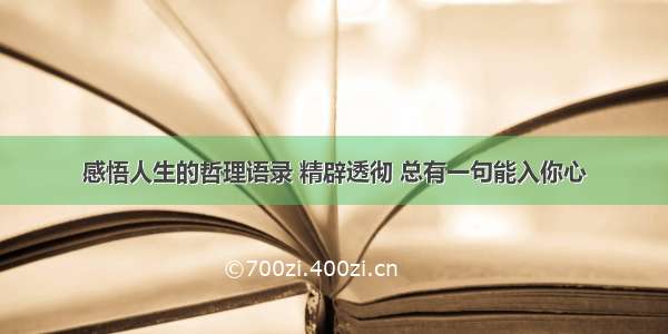 感悟人生的哲理语录 精辟透彻 总有一句能入你心