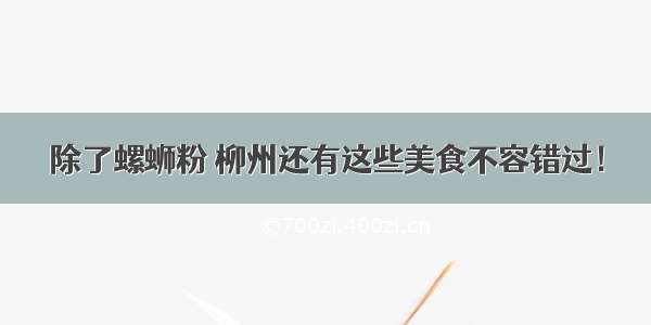 除了螺蛳粉 柳州还有这些美食不容错过！