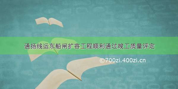 通扬线运东船闸扩容工程顺利通过竣工质量评定