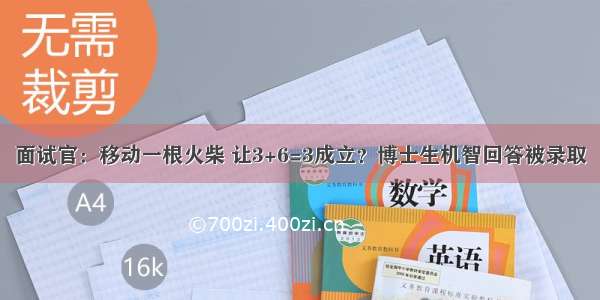 面试官：移动一根火柴 让3+6=3成立？博士生机智回答被录取