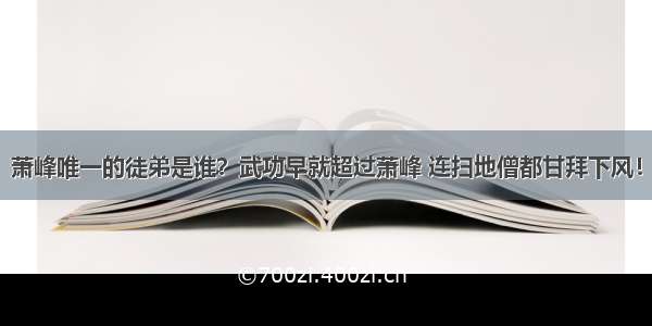 萧峰唯一的徒弟是谁？武功早就超过萧峰 连扫地僧都甘拜下风！