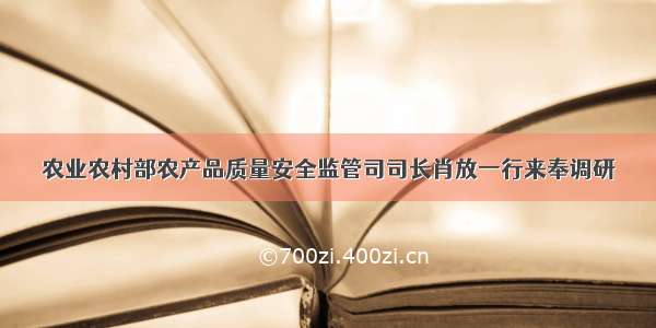 农业农村部农产品质量安全监管司司长肖放一行来奉调研