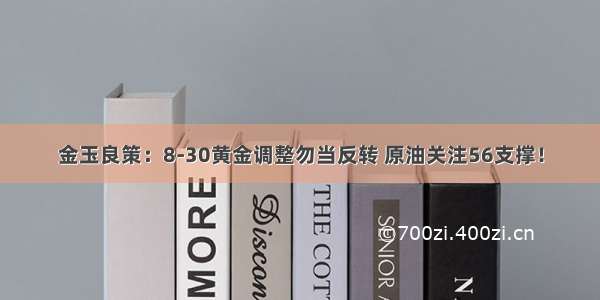 金玉良策：8-30黄金调整勿当反转 原油关注56支撑！